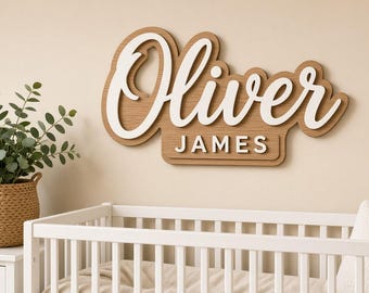 Handmade Nursery Name Decor — Custom Baby Name Wall Sign