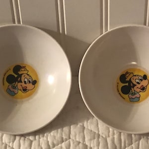 VTG Mickey Mouse Walt Disney productions 2 plastic bowls