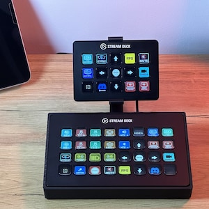 Anti-slip mount for Elgato Stream Deck XL, compatible with StreamDeck +, 15 Keys MK2, and 15 Keys MK2 Enclosure. Tablet Mount option available for iPad  StreamDeck 15 Keys is MK2 compatible only. Stream Deck Plus Stand, StreamDeck desk officestand