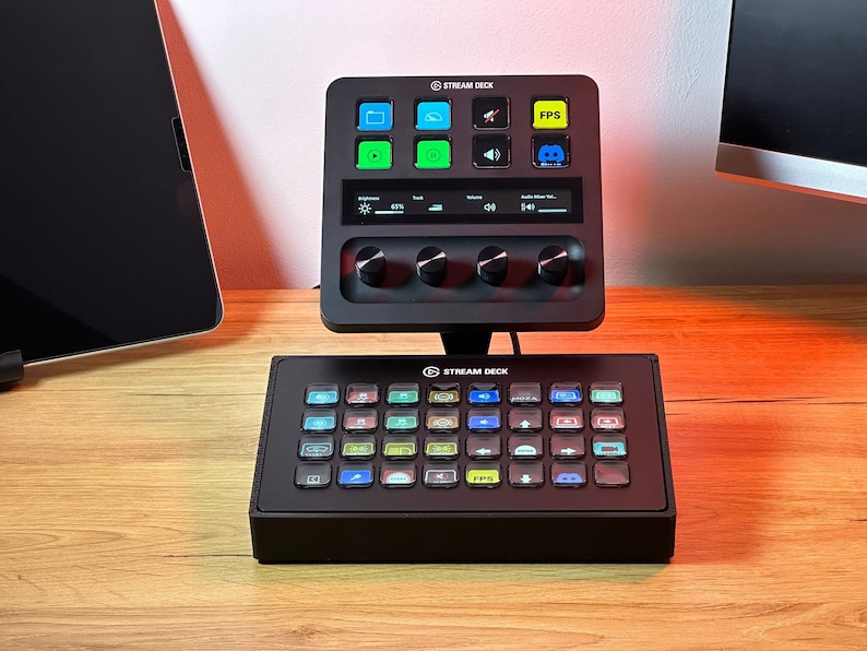 Anti-slip mount for Elgato Stream Deck XL, compatible with StreamDeck +, 15 Keys MK2, and 15 Keys MK2 Enclosure. Tablet Mount option available for iPad  StreamDeck 15 Keys is MK2 compatible only. Stream Deck Plus Stand, StreamDeck desk officestand