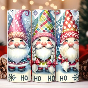 Ho Ho Ho Gnome 20 Oz Skinny Tumbler Wrap, Christmas Gnome Sublimation Tumbler Design Template, Digital Download, Snowflake PNG design