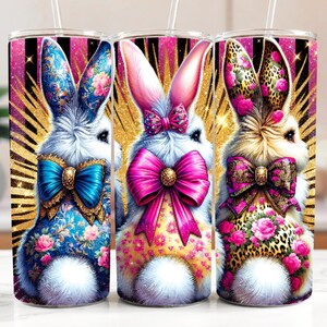 Cute Coquette Easter Bunny Tumbler Wrap, 20oz Skinny Easter Tumbler PNG Sublimation Design, Grandmillenial Easter Digital Download