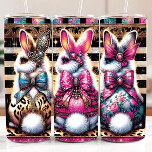 Cute Coquette Easter Bunny Tumbler Wrap, 20oz Skinny Easter Tumbler PNG Sublimation Design, Grandmillenial Easter Digital Download