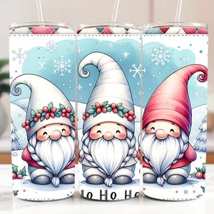Ho Ho Ho Gnome 20 Oz Skinny Tumbler Wrap, Christmas Gnome Sublimation Tumbler Design Template, Digital Download, Snowflake PNG design