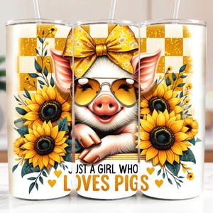 Just A Girl Who Loves Pigs Tumbler Wrap, Cute Pig 20oz Skinny Tumbler Wrap PNG, Funny Pig Tumbler Wrap PNG, Sublimation Tumbler Design