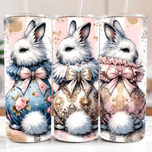 Cute Coquette Easter Bunny Tumbler Wrap, 20oz Skinny Easter Tumbler PNG Sublimation Design, Grandmillenial Easter Digital Download