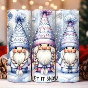 Christmas Gnome 20 Oz Tumbler Wrap: Snowflake PNG (Digital Download)