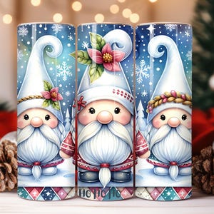 Christmas Gnome 20 Oz Tumbler Wrap: Snowflake PNG Design (Digital Download)