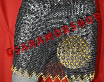 9MM Flat Ring Chainmail Skirt: Mild Steel & Brass Medieval HMB Skirt