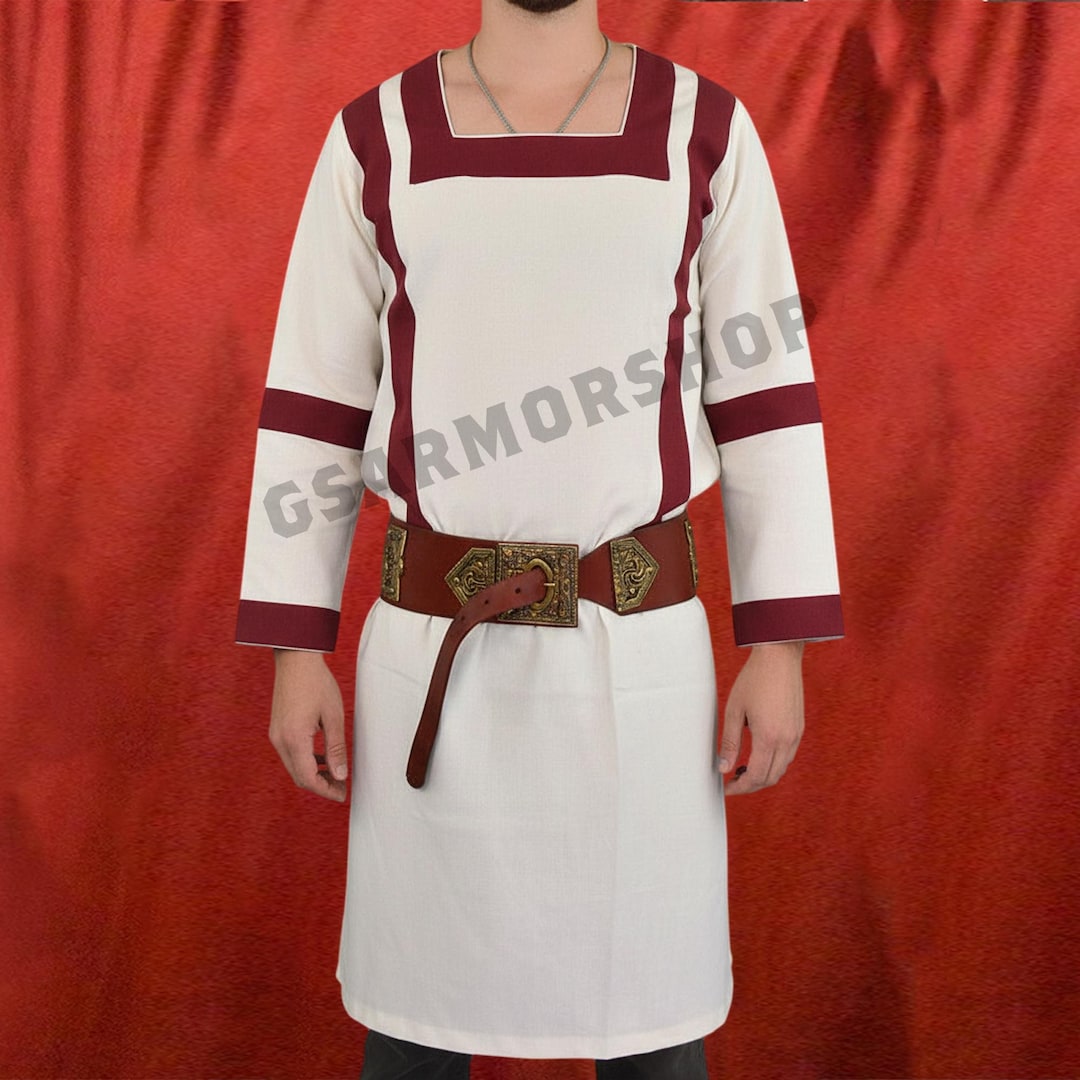 Roman Cotton Tunica - for Roman Soldier White With Red Stripe Tunic ...