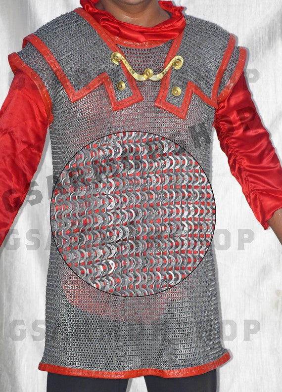 Chain mail Lorica Hamata 9MM Flat Ring Riveted with solid Ring For Reenactment Events