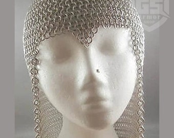 Aluminium Hood - Chainmail Coif, Chain Mail Medieval Reenacment Armor SCA LARP Hood Coif for cosplay