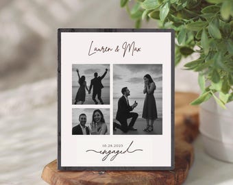Custom Engagement Photo Frame, Proposal Portrait Keepsake, Newly Engaged Couple Gift