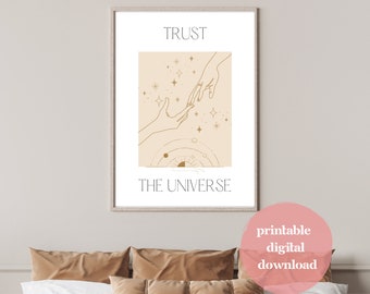 Universe Poster - Spiritual Wall Art | Heavenly Wall Art, Boho Wall Decoration, Digital Download | Yoga Quotes and Sayings