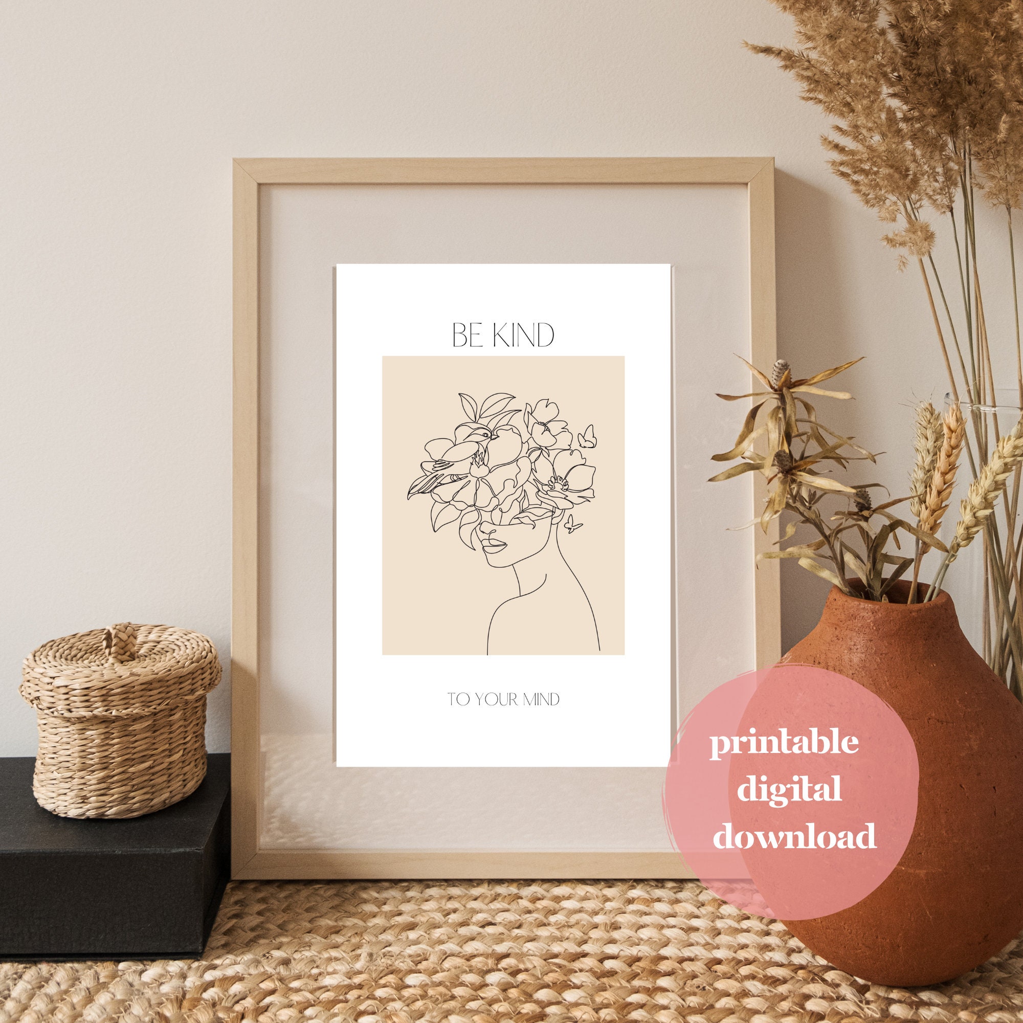 Poster be Kind to Your Mind Lineart Heavenly - Etsy