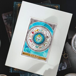 VIRGO Calendario del Zodíaco Celestial / impresión artística de pintura original / astrología, constelaciones, carta natal / acuarela gouache