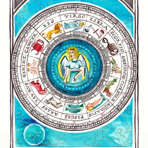 VIRGO Celestial Zodiac Calendar | art print of original painting | astrology, constellations, birth chart | gouache watercolor