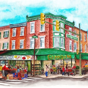 South Philly Italian Market. Art print of original painting. Philadelphia 9th Street | gouache watercolor | Bella Vista | Passyunk Square