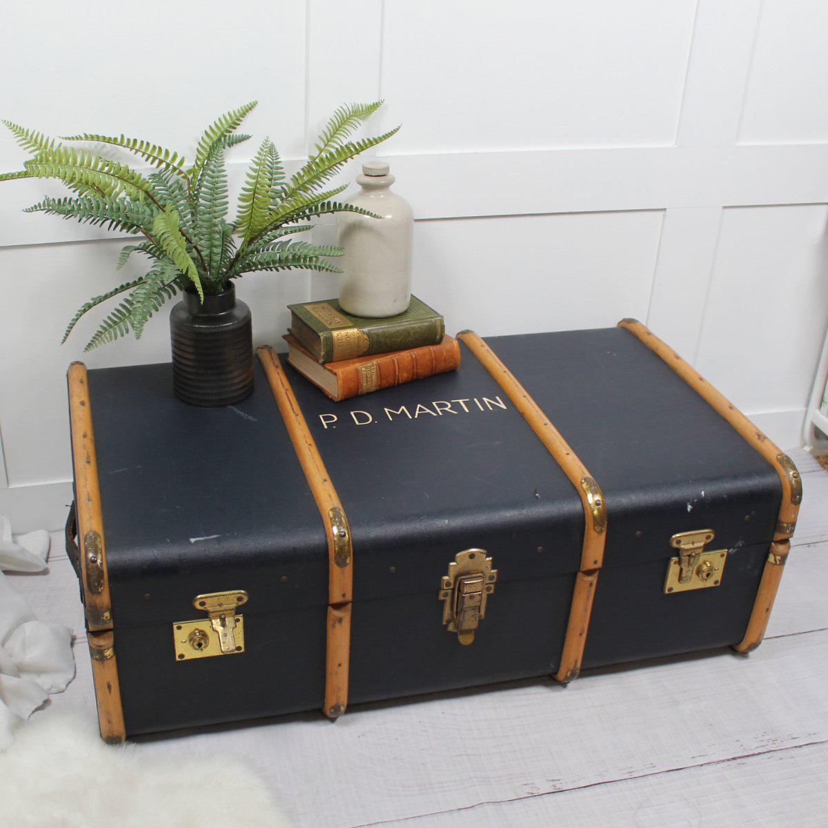Large Blue Trunk Large Blue Steamer Trunk With Internal Tray. A Timeless Appeal. - Etsy UK