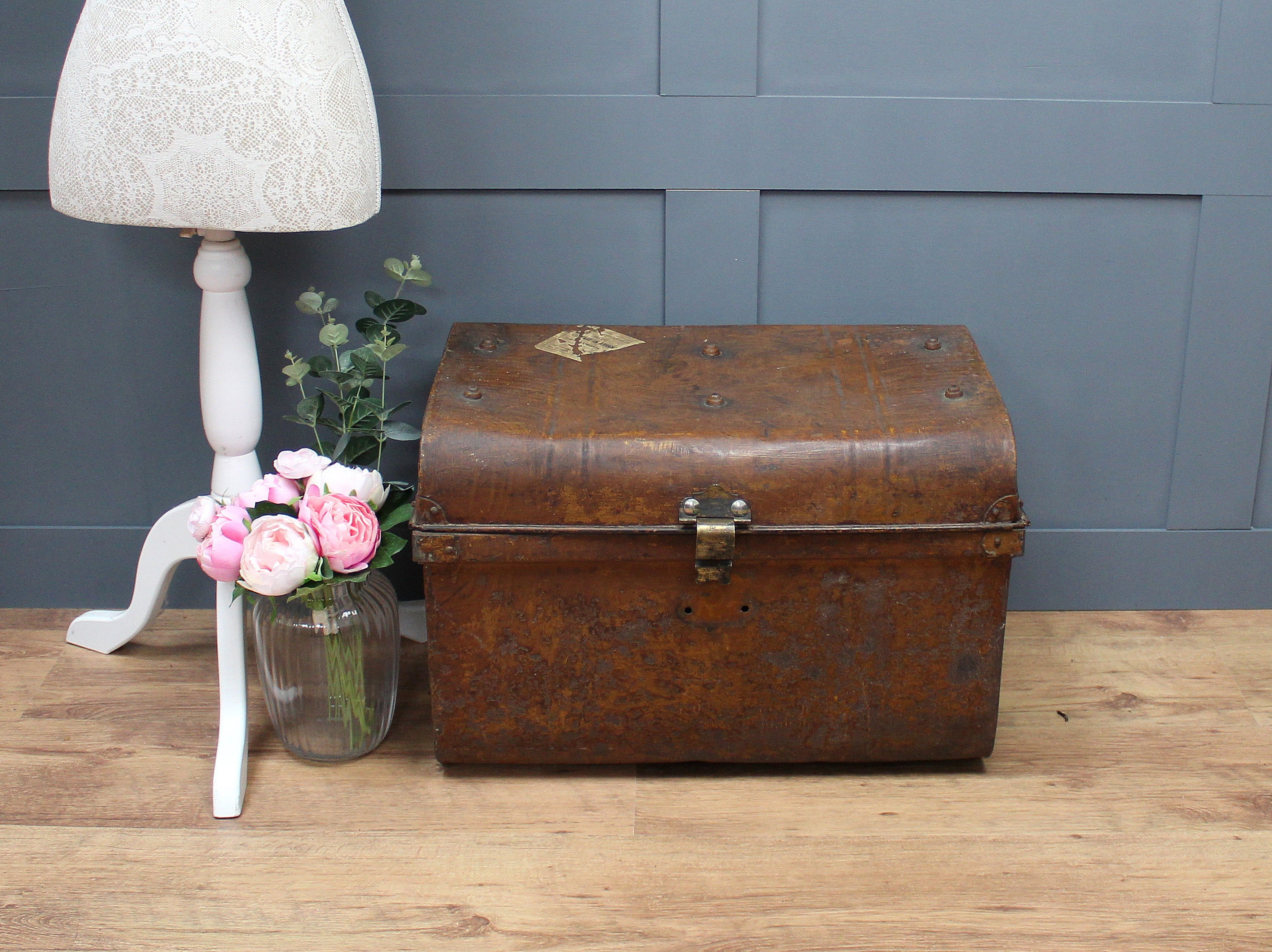 Vintage Metal Storage Trunk With Aged Patina. Smaller Size Etsy UK
