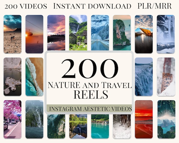 200 Nature Reels, Instagram Travel Reels, Aesthetic Videos, Faceless Digital Marketing Videos, Master Resell Rights, MRR, PLR, Canva