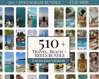 510+ Travel Beach Bundle, Nature Reels, Instagram Travel Reels, Aesthetic Videos, Faceless Digital Marketing Videos, Master Resell Rights