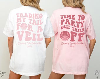 Personalized Mermaid Bachelorette Party Tee Last Splash Bachelorette Party Shirt Trading My Tail For A Veil Custom Bachelorette Party Shirts
