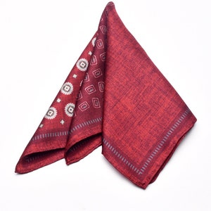 Handmade 4 Patterns Italian Silk Pocketsquare, Handcrafted Pure 100% Silk Handkerchief, Jacket Pocket Square, Gifts for Men, Groomsmen Gift