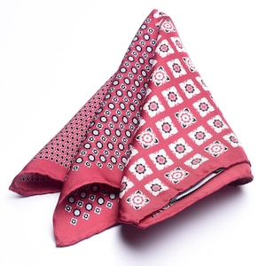 Handmade 4 Patterns Italian Silk Pocketsquare, Handcrafted Pure 100% Silk Handkerchief, Jacket Pocket Square, Gifts for Men, Groomsmen Gift