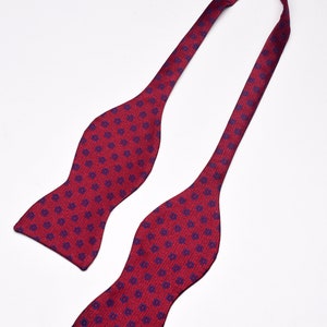 Floral Claret Red Self Bow Tie, Silk Touch Adjustable Open BowTies, Grooomsmen Tuxedo Bow Ties, Wedding for Men, Gifts for him grooms