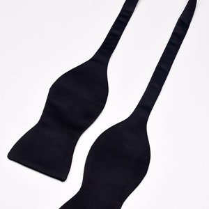 Black Self Bow Tie, Silk Touch Adjustable Open BowTies, Grooomsmen Tuxedo Bow Ties, Wedding for Men, Gifts for him grooms