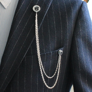Customized Handmade Chain Lapel Brooch, Personalized Letter Jacket Collar Pin, Gifts For Man, Men&#39;s Jewellery Accessory Wedding Groomsmen