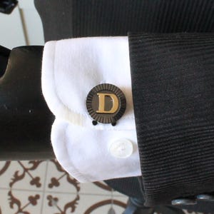 Gemelos con inicial personalizada, gemelos con letras hechos a mano, joyería de diseño para hombre, regalos para él, accesorio de boda para padrinos de boda.