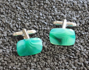 Green Carnelian - Agate Natural Stone Cufflinks, Agate Gemstone Cuff Link, Gifts For Men Father Husband, Groomsmen Wedding Accessory