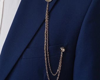 Customized Handmade Chain Lapel Brooch, Personalized Letter Jacket Collar Pin, Gifts For Man, Men's Jewellery Accessory Wedding Groomsmen
