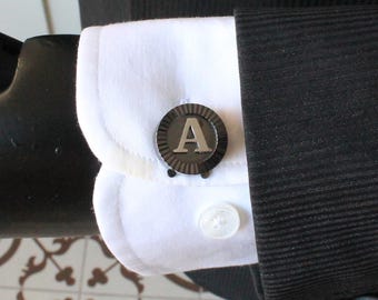 Personalized Initial Button Cover Cufflinks, Handmade Letter CuffLinks, Men's Designer Jewelry, Gifts For Him, Wedding Accessory Groomsmen