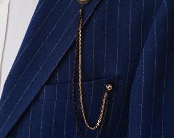 Customized Handmade Chain Lapel Brooch, Personalized Letter Jacket Collar Pin, Gifts For Man, Men's Jewellery Accessory Wedding Groomsmen