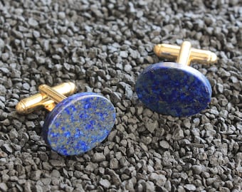 Lapis Lazuli Natural Stone Cufflinks Silver Plated, Lapis Gemstone Cuff Link, Gifts For Men Father Husband, Groomsmen Wedding Accessory