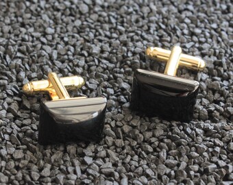 Black Onyx Natural Stone Cufflinks Silver Plated, Onyx Gemstone Cuff Link, Gifts For Men Father Husband, Groomsmen Wedding Accessory