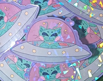 UFO Alien Cat Sticker