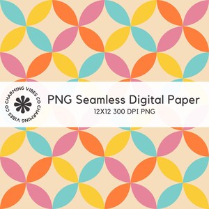 Mid Century Modern Seamless Pattern, PNG Digital Paper, Repeat Pattern, Digital Download , Sublimation, Retro 50s 60s Pattern, for Crafters