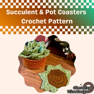 Padrão de Crochê para Porta-Copos e Suporte para Vasos de Suculentas*PRODUTO DIGITAL APENAS*, Padrão de Crochê, Padrão de Porta-Copos de Crochê, Padrão de Planta de Crochê