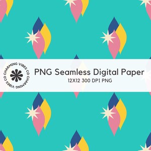 Mid Century Modern Seamless Pattern, PNG Digital Paper, Repeat Pattern, Digital Download , Sublimation, Retro 50s 60s Pattern, for Crafters