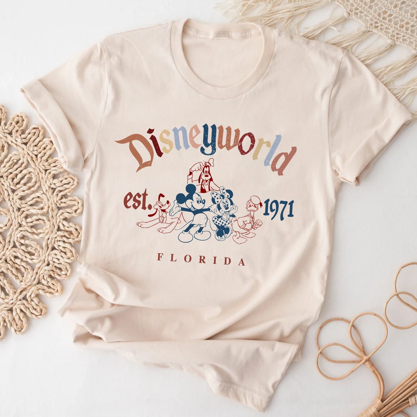 Discover Retro Mickey And Friends Disneyworld Est 1971 T-shirt, Disneyworld Shirt, 2023 Family Vacation T-Shirt