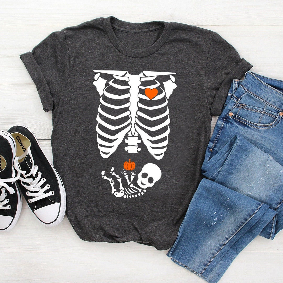 Skeleton Maternity Halloween Shirt Pregnant Skeleton Shirt Etsy