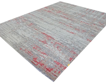 White & Pink Modern area rug in 8x10 and 9x12