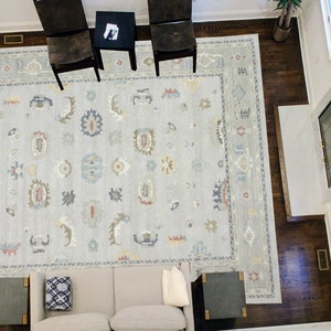 Muted Gray Turkish Oushak Rug