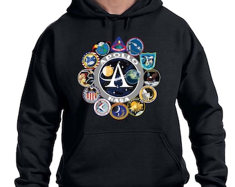 NASA Apollo Mission Logos Hoodie | Space Exploration Pullover