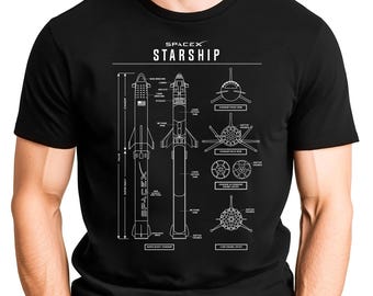 Camiseta con el plano de la nave espacial SpaceX / Camiseta de coleccionista espacial 100 % algodón