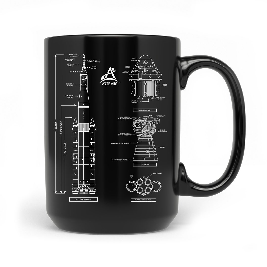 NASA Artemis Rocket Blueprint Schematic 15oz Black Mug - Etsy